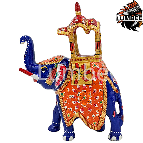 Blue Handpainted Elephant With Meenakari Artwork