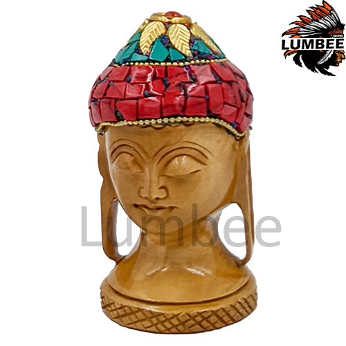 Red Handcrafted Wooden Stone Buddha 3 Inch