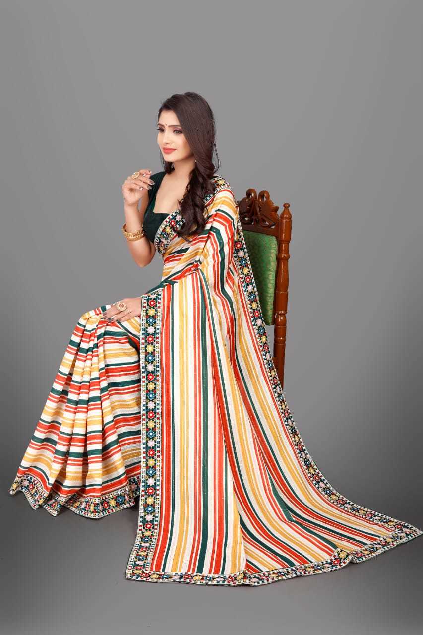 Printed Sari - Other Material, Sequins Closure | Bollywood Designer Style With Unique Fashion Appeal