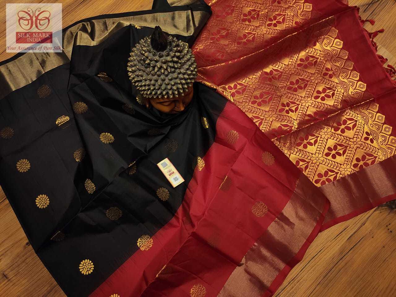 Festive Pure Kanjivaram Silk Black With Red
