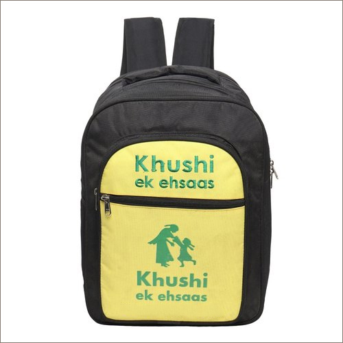 Printed Institute Bag - Polyester Denim, Customized Size, Black Color, Printed Pattern | Unisex Casual Backpack for Schooling