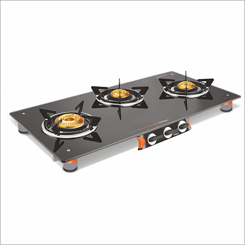 Air Silver 3 Burner Gas Cooktop - Steel & Glass, Manual Ignition, Exceptional Control For Rapid Cooking