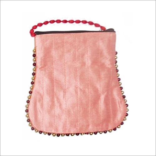 Multicolor Satin Moti Work Side Bag