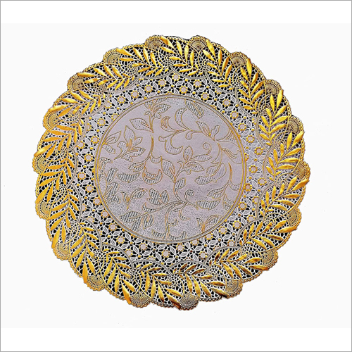 Water Proof Round Flower And Non Slip Golden Metallic Placemat