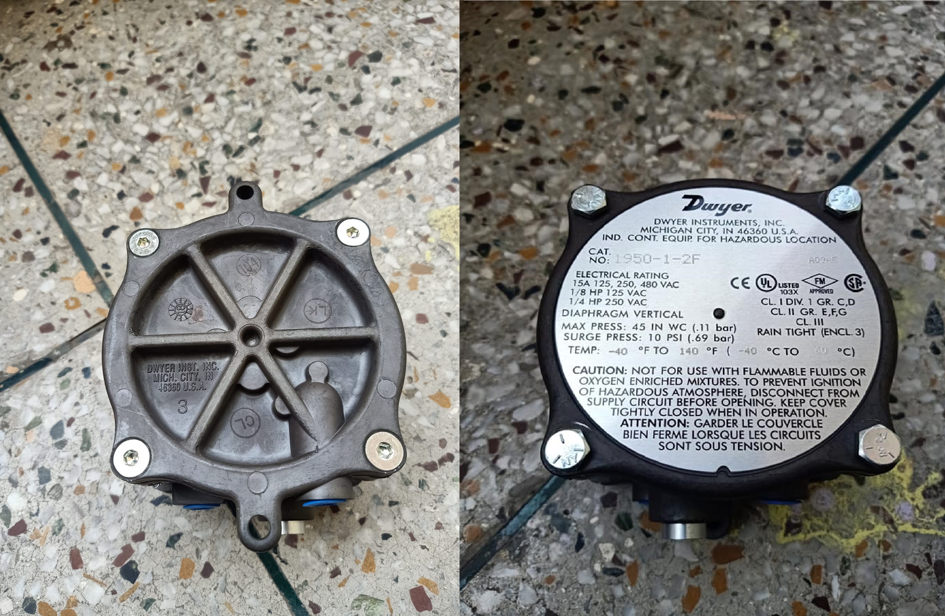 Series 1950 Explosion Proof Differential Pressure Switch Measure Pressure Of: Gas
