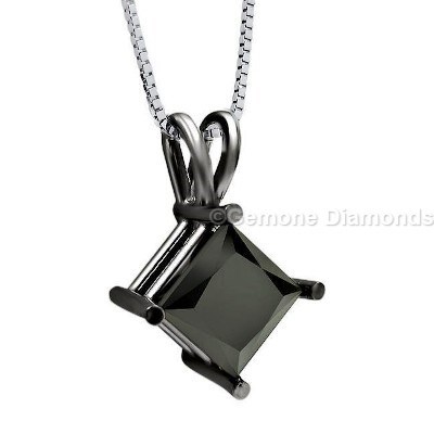 Diamond Designer Halo Pendant - 3.00 Carat Black Diamond, 0.60 Carat White Diamond | Round Brilliant Cut, Natural Stones, Prong Setting, Exquisite Metal