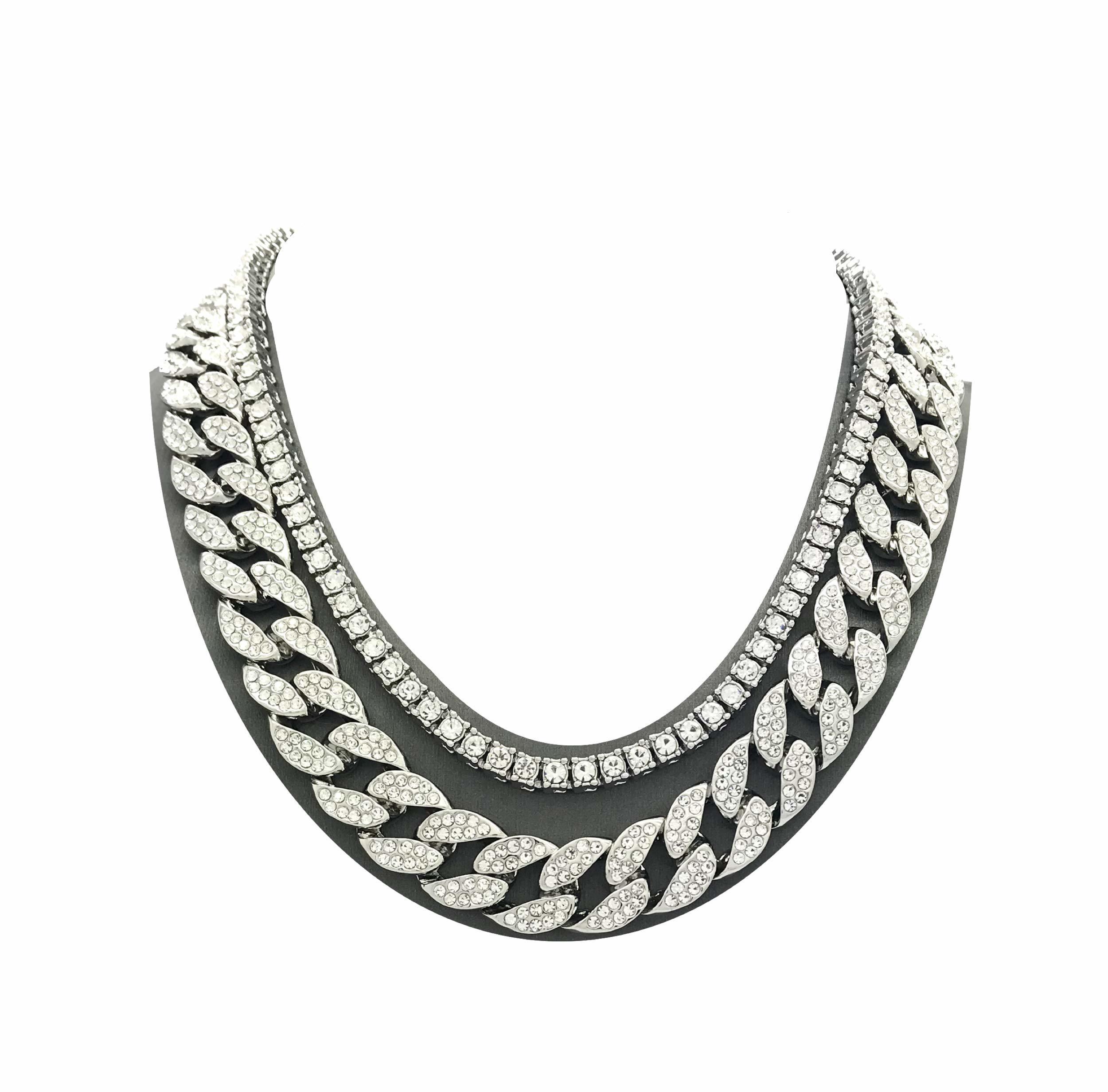 Miami Cuban Link Chain - 28.00 Carat Natural Diamonds, 14k Yellow Gold Pave Setting, 24 Inch Length, Si1 Clarity, Round Brilliant Cut