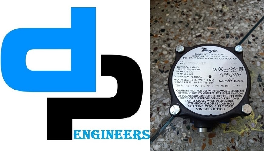 Dwyer 1950-10-2f Differential Pressure Switch - Metal, 3 To 11 Inch Wc Range | Black, Explosion-proof, Spdt, For Air And Compatible Gases