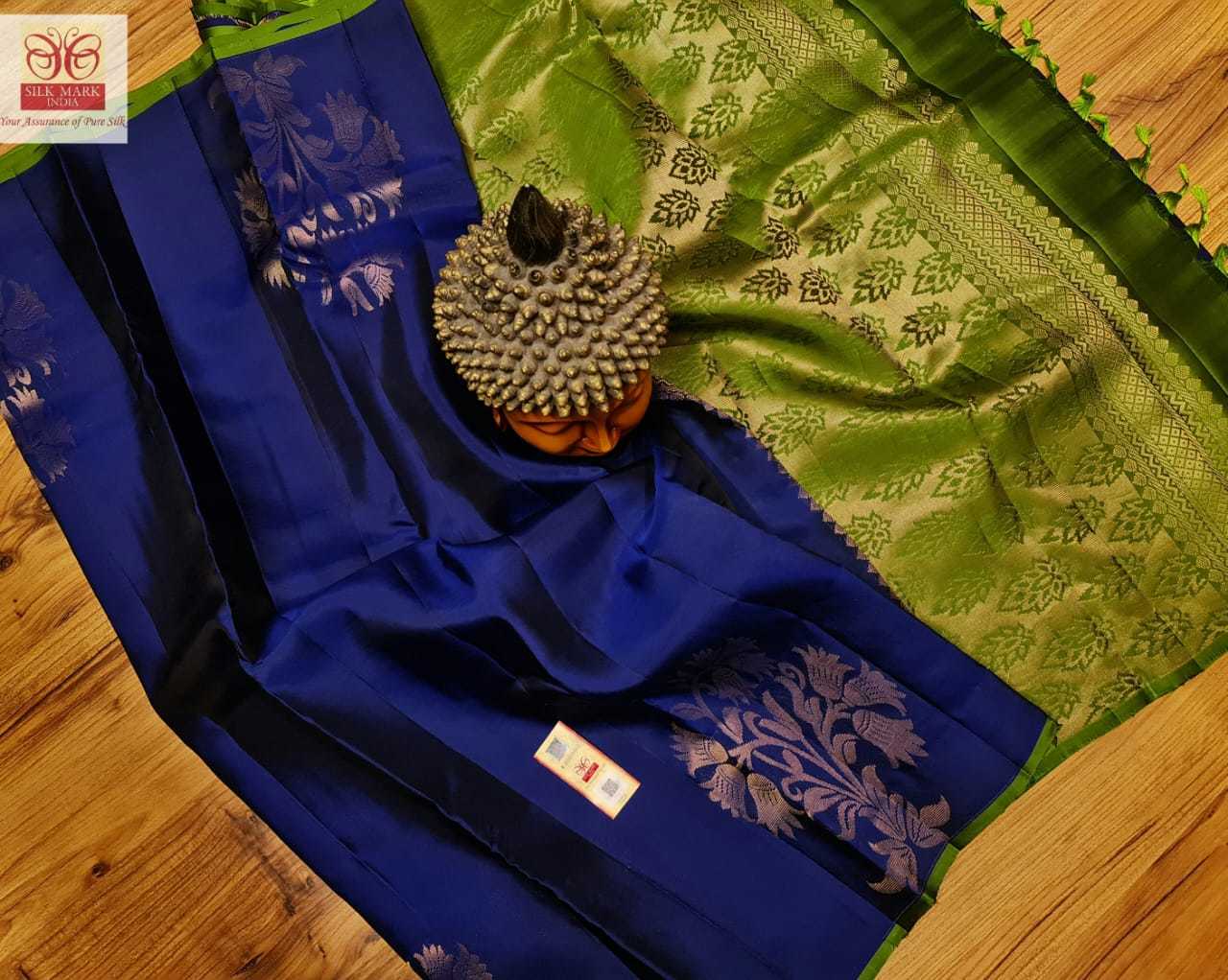Navy Blue With Green Pure Kanjivaram