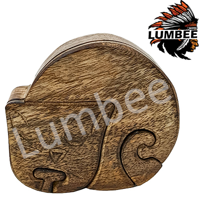 बच्चों के लिए ब्राउन हैंडक्राफ्टेड वुडन एनिमल स्लीपिंग कैट पज़ल