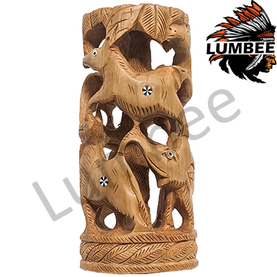 Brown Handcrafted Wooden Animal Mix Statue