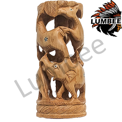 Brown Handcrafted Wooden Animal Mix Statue