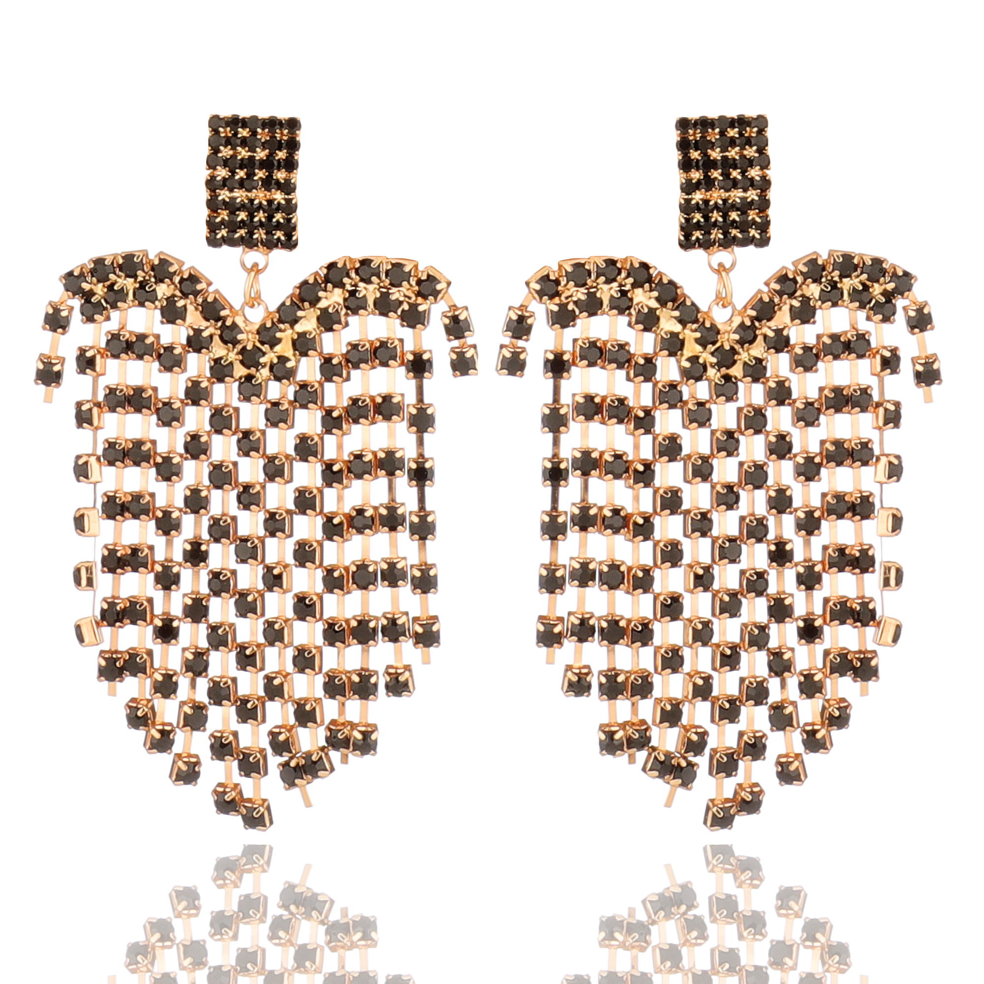 Embellished Golden Studded Chandelier Earrings For Women Weight: 20 Grams (G)