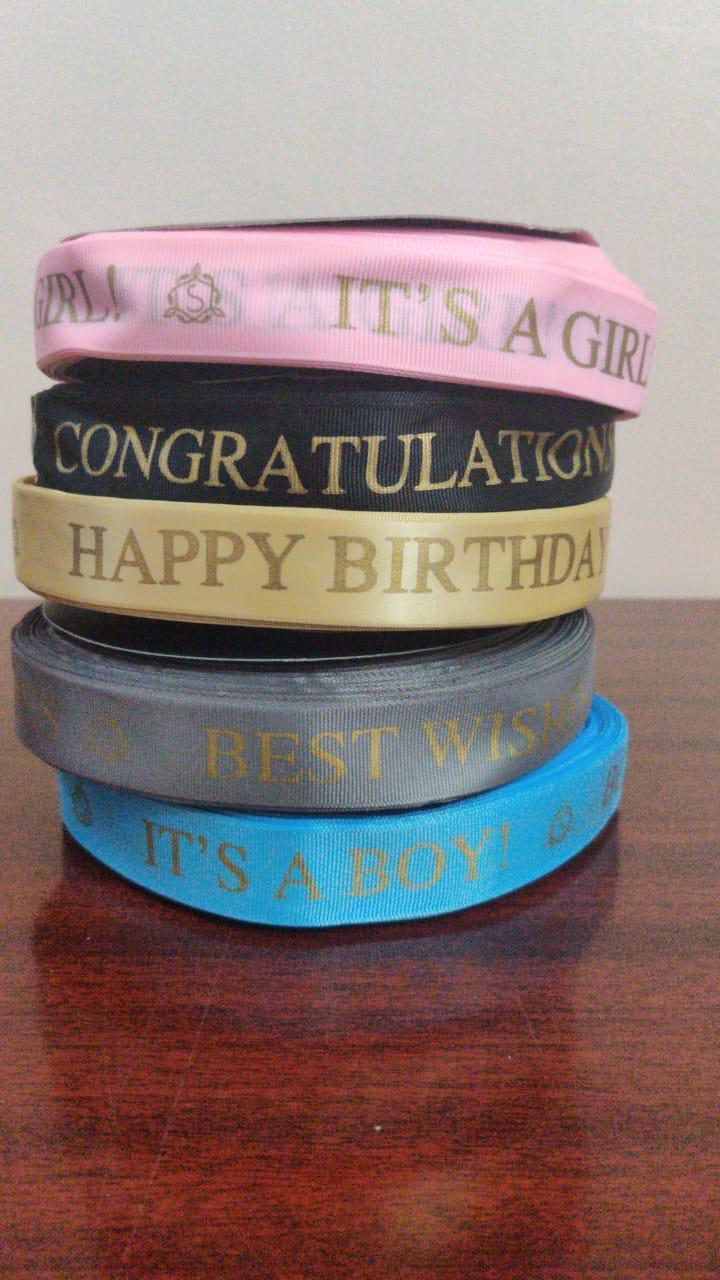 Printed Plain Ribbon - Size: 01 Inch