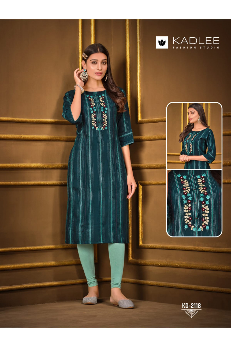 Printed Rayon Weaving Size Set Kurti Catalogue Sets