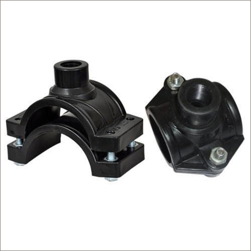 Black PP Service Saddle - PP Material, 75mm Size, 5mm Thickness | Ideal for Long Distance Pipe Connection and Repairs