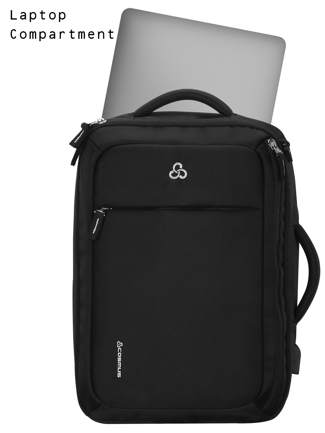 Convertible Backpack Bag Black Design: Solid
