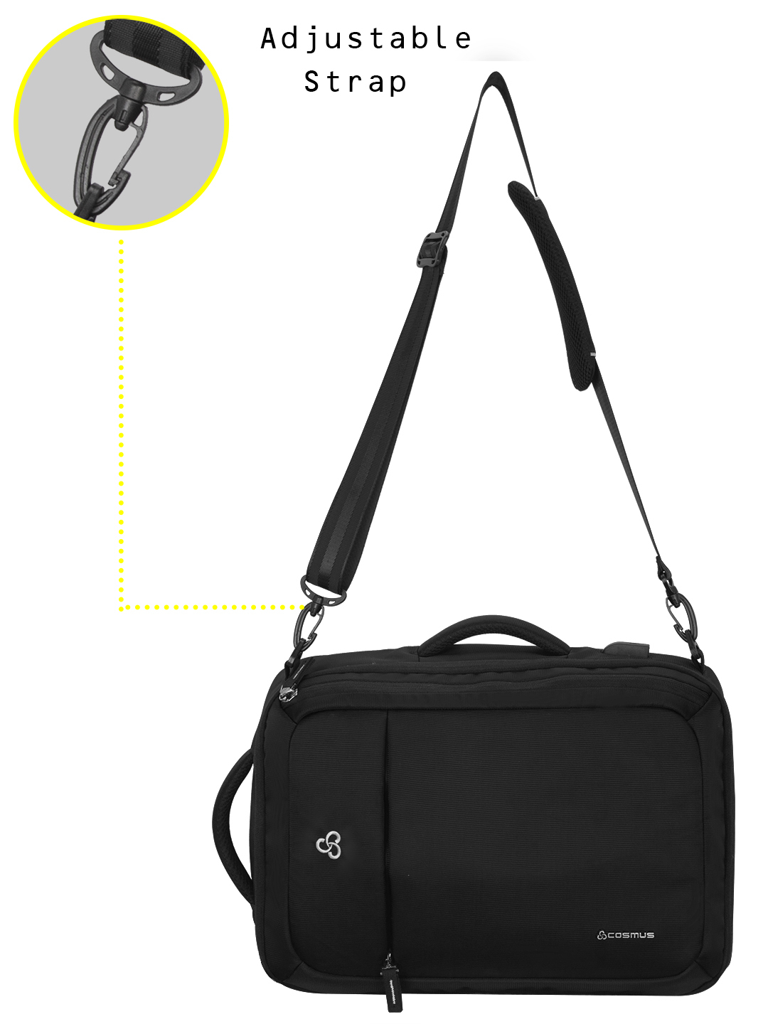Convertible Backpack Bag Black Design: Solid