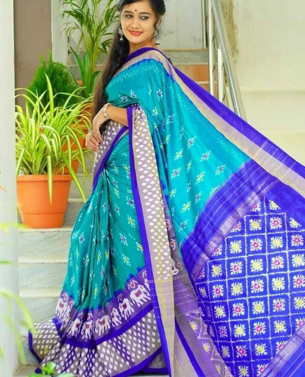 Ladies Saree Collection - Handmade Ikat Pattu Sarees, Designer Contrast Blouse & Ikat Pallu, Washable, Breathable, All-season Ethnic Wear