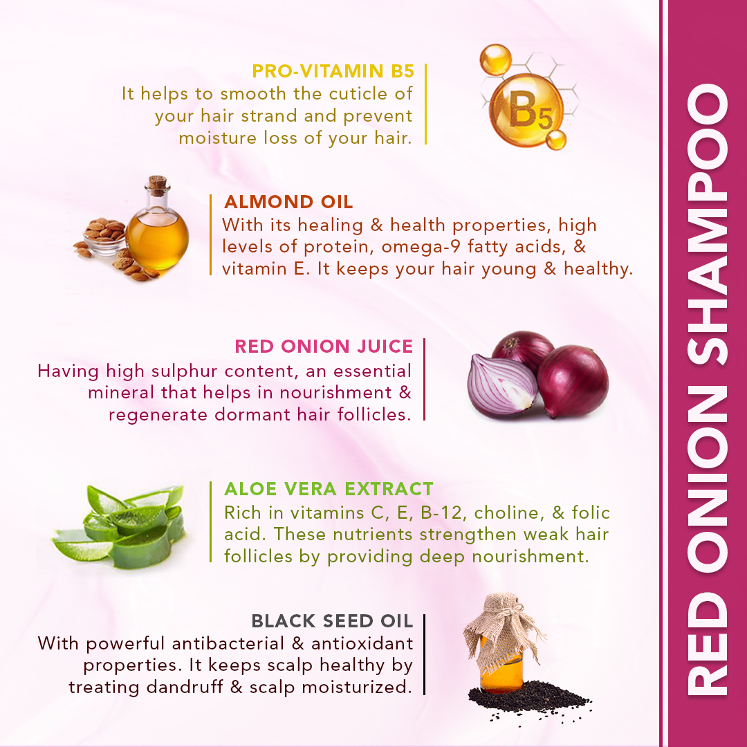 Reddish Pink Red Onion Shampoo With Black Seed Oil