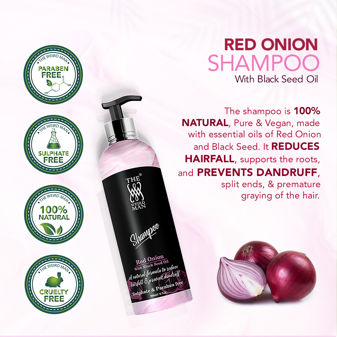 Reddish Pink Red Onion Shampoo With Black Seed Oil