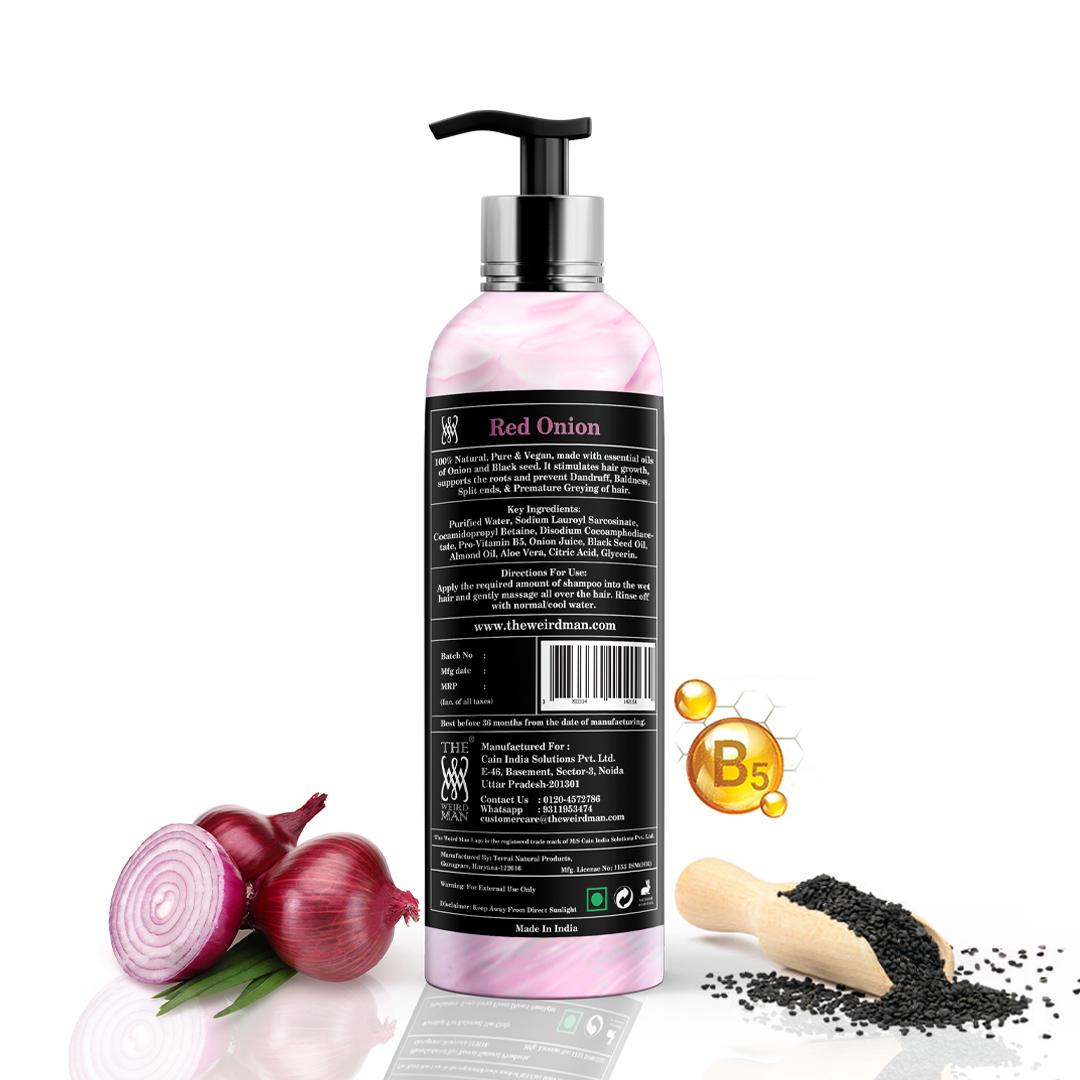 Reddish Pink Red Onion Shampoo With Black Seed Oil