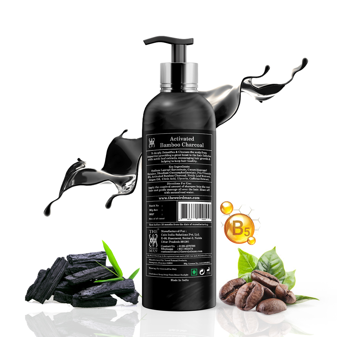 Activated Bamboo Charcoal With Caffeine Shampoo - 200ml, Black Color | Boosts Hair Growth, Rejuvenates Shine, Reduces Hair Fall, Smoothens Scalp