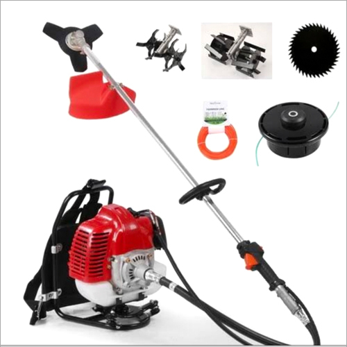 Petrol Brush Cutter - Mild Steel, 52 Cc Engine Displacement, 8 Kg Weight | Red & Silver Color, Vibration Dampening Technology