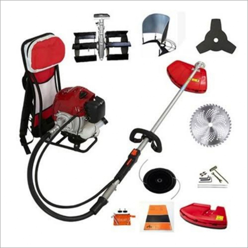 Petrol Brush Cutter - Mild Steel, 52 Cc Engine Displacement, 8 Kg Weight | Red & Silver Color, Vibration Dampening Technology