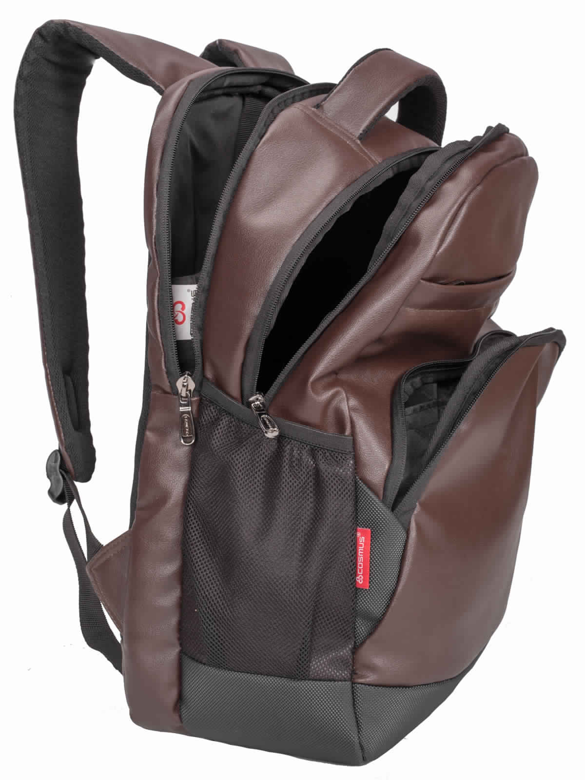 Brown Pu Leather Laptop Backpack