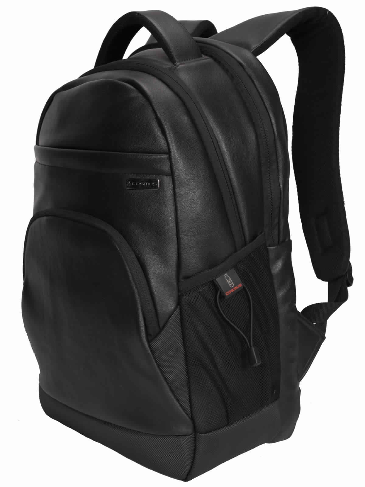 Black Leather Laptop Backpack