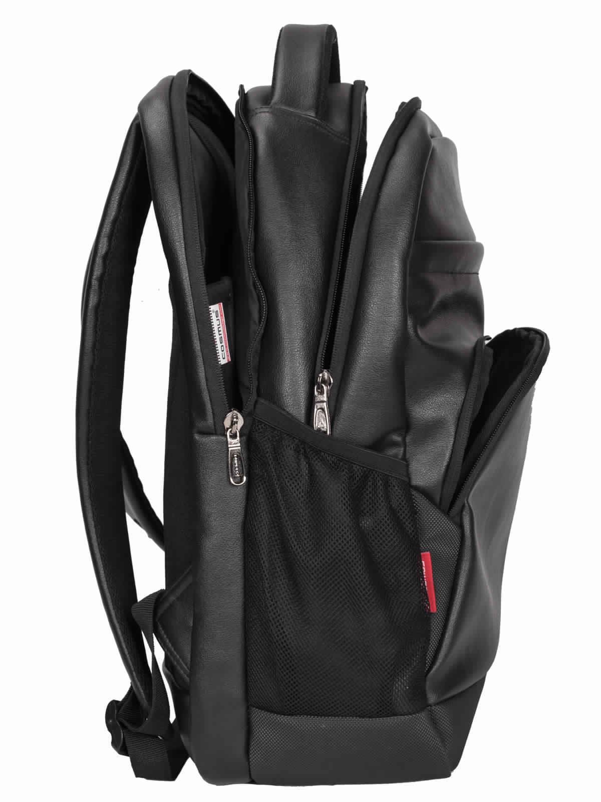 Black Leather Laptop Backpack