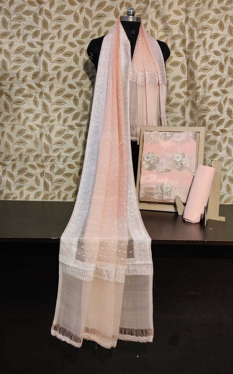 Ladies Chiffon Dupatta - Color: Pink And White