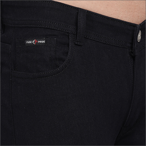 Mens Black Slim Fit Jeans - Cotton Blend, Regular Fit | Washable, Plain Dyed, Suitable For Rainy, Spring, Summer, And Winter Seasons