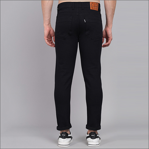 Mens Black Slim Fit Jeans - Cotton Blend, Regular Fit | Washable, Plain Dyed, Suitable For Rainy, Spring, Summer, And Winter Seasons