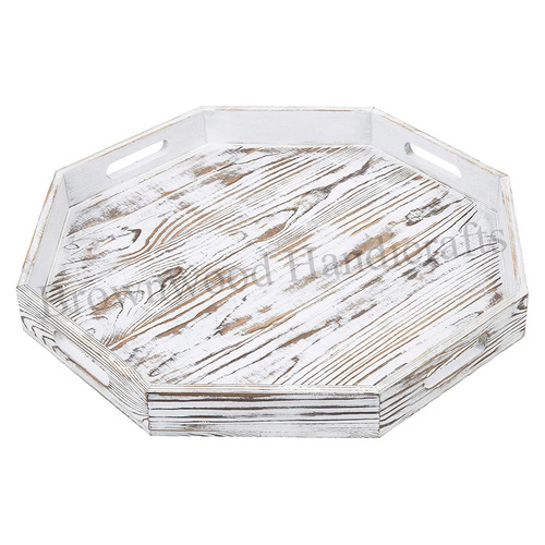 बर्न्ट व्हाइट एंटीक पाइन वुड सर्विंग ट्रे रेक्टेंगल