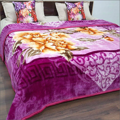 Soft Mink Blanket - Queen Size, Purple Floral Design | Machine Washable, 2.5 kg Weight