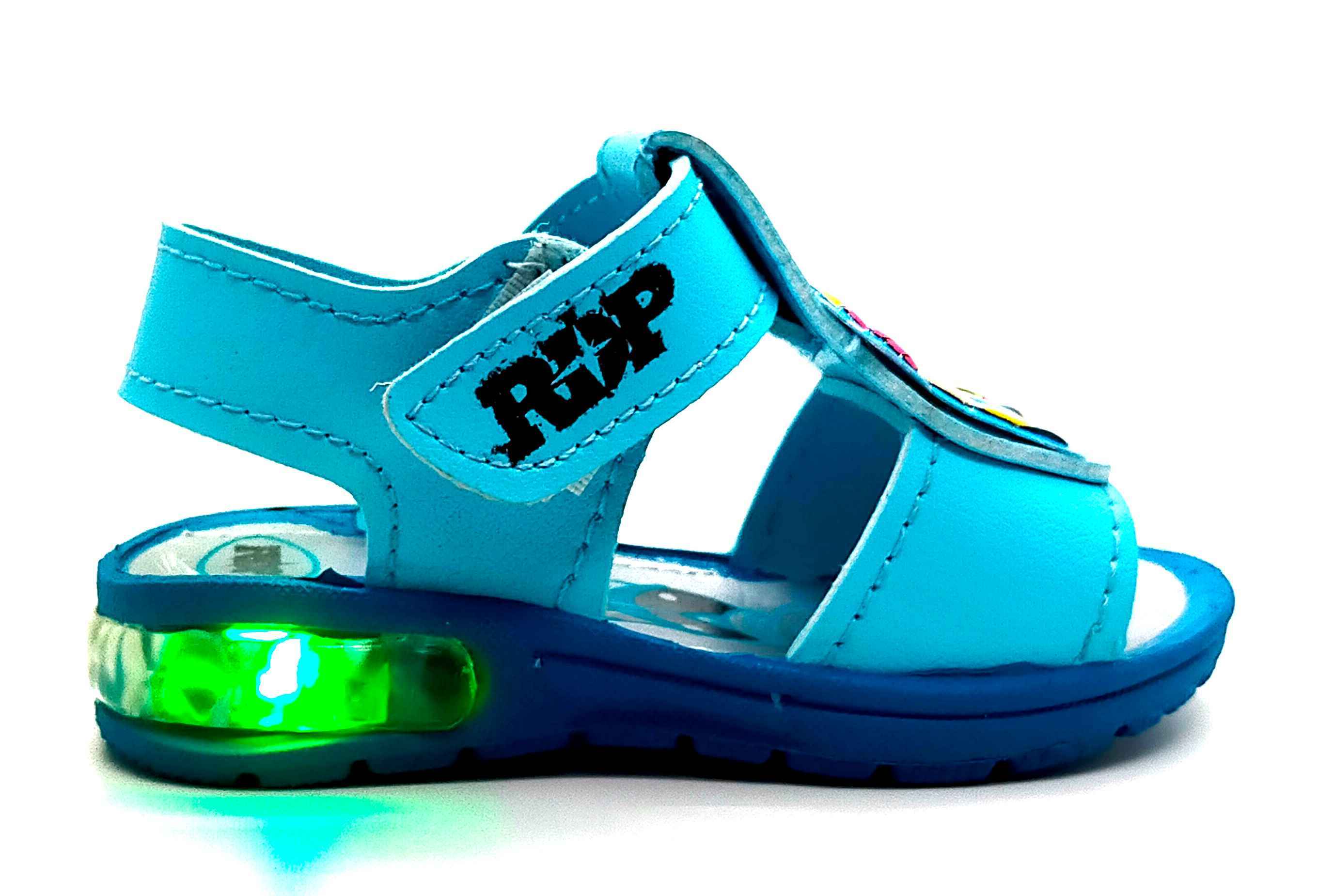 Led Light Sandals - Pvc Material 15x20 Size Skyblue Color | Unisex For 1-3 Years Velcro Style Built-in Led Lights Glow While Walking