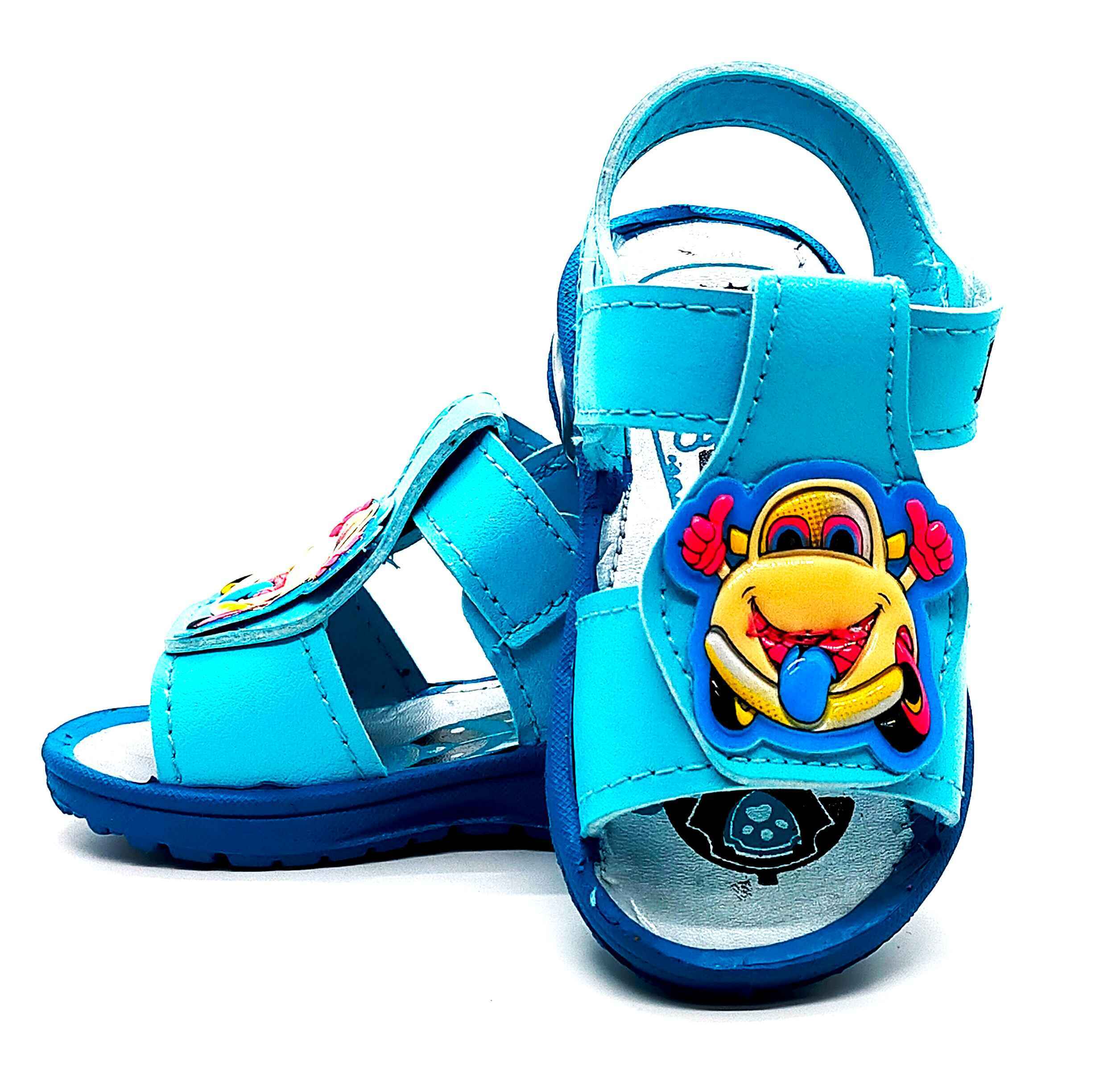 Led Light Sandals - Pvc Material 15x20 Size Skyblue Color | Unisex For 1-3 Years Velcro Style Built-in Led Lights Glow While Walking