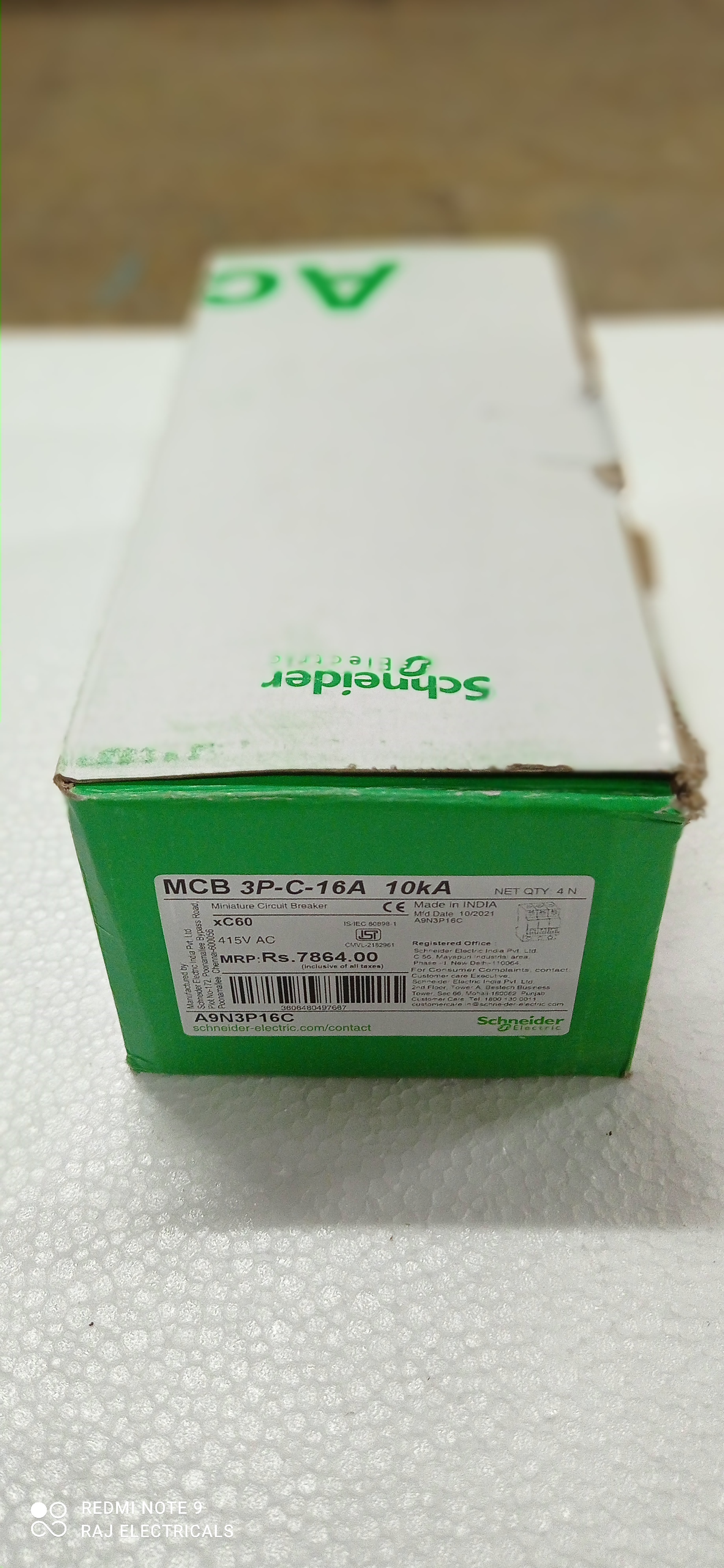 Schneider Electric 16 Amp 3 Pole Standard Mcb For Industrial Circuit