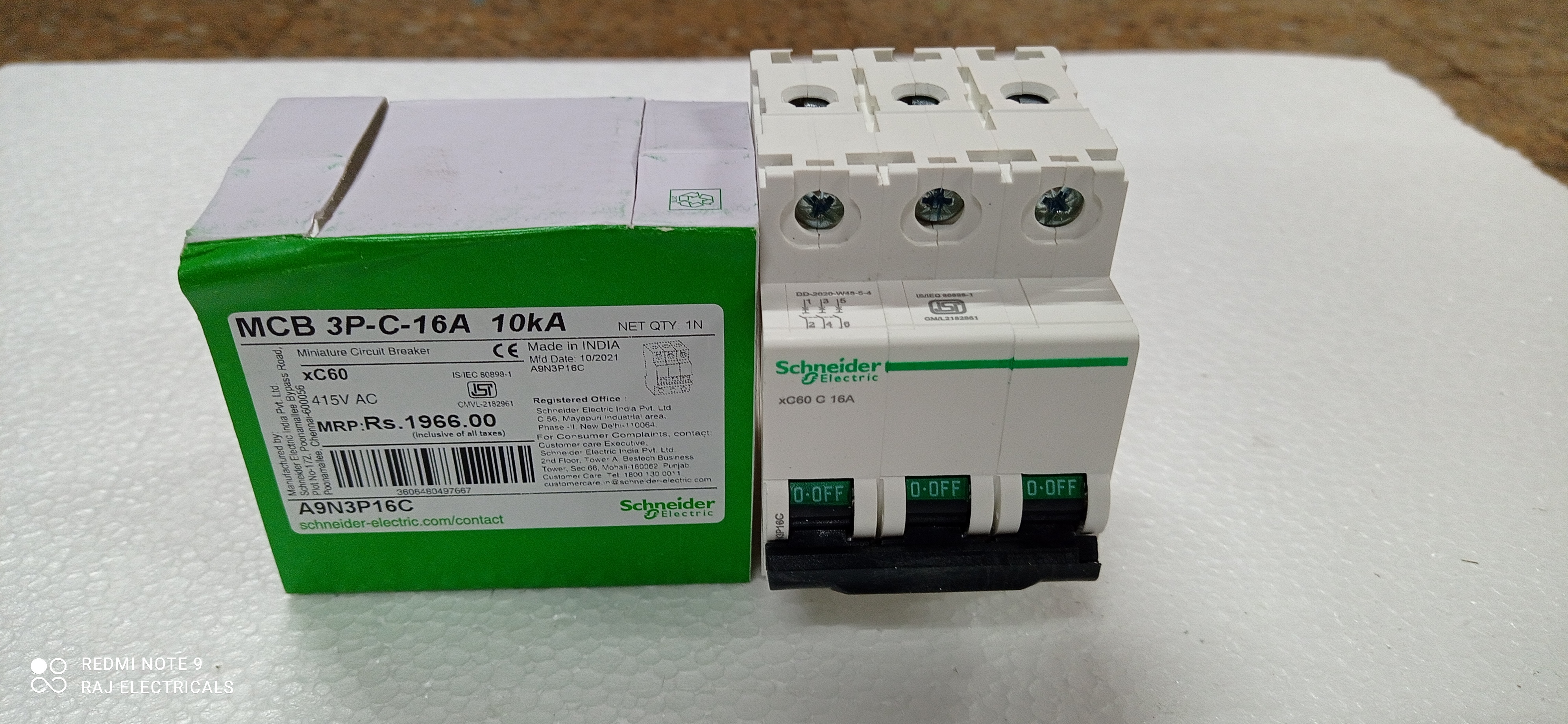 Schneider Electric 16 Amp 3 Pole Standard Mcb For Industrial Circuit