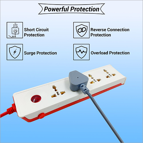 Hillgrove Power Extension Board - 4 Pin, 380 V Voltage, 50 Hz Frequency, Single Phase | Stainless Steel Material, 5 Meter Long Cable With Surge Protector