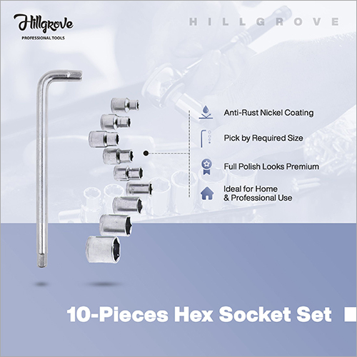 Hillgrove Scs 10pc Hex Socket Spannar Set With Carry Box