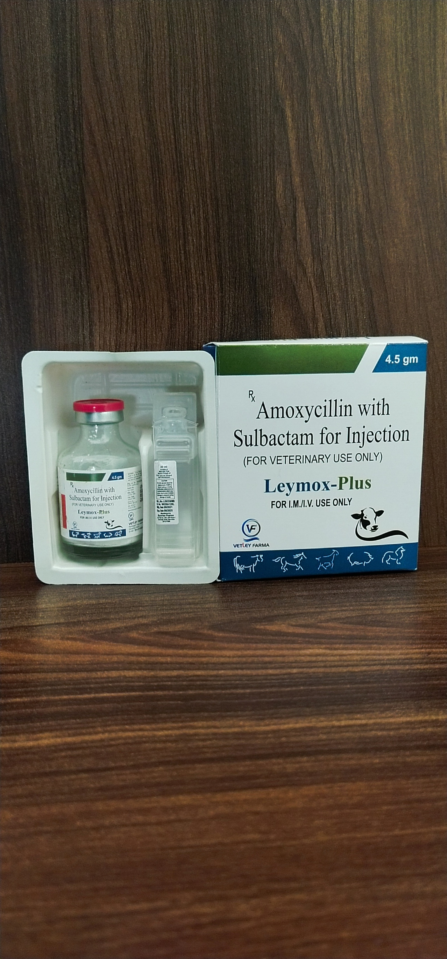 Amoxycillin With Sulbactam - 4500 Mg Injectable Powder | Veterinary Solution For Bacterial Infections In Aquatic And Land Animals, Effective For Cats, Dogs, Cattle, And More