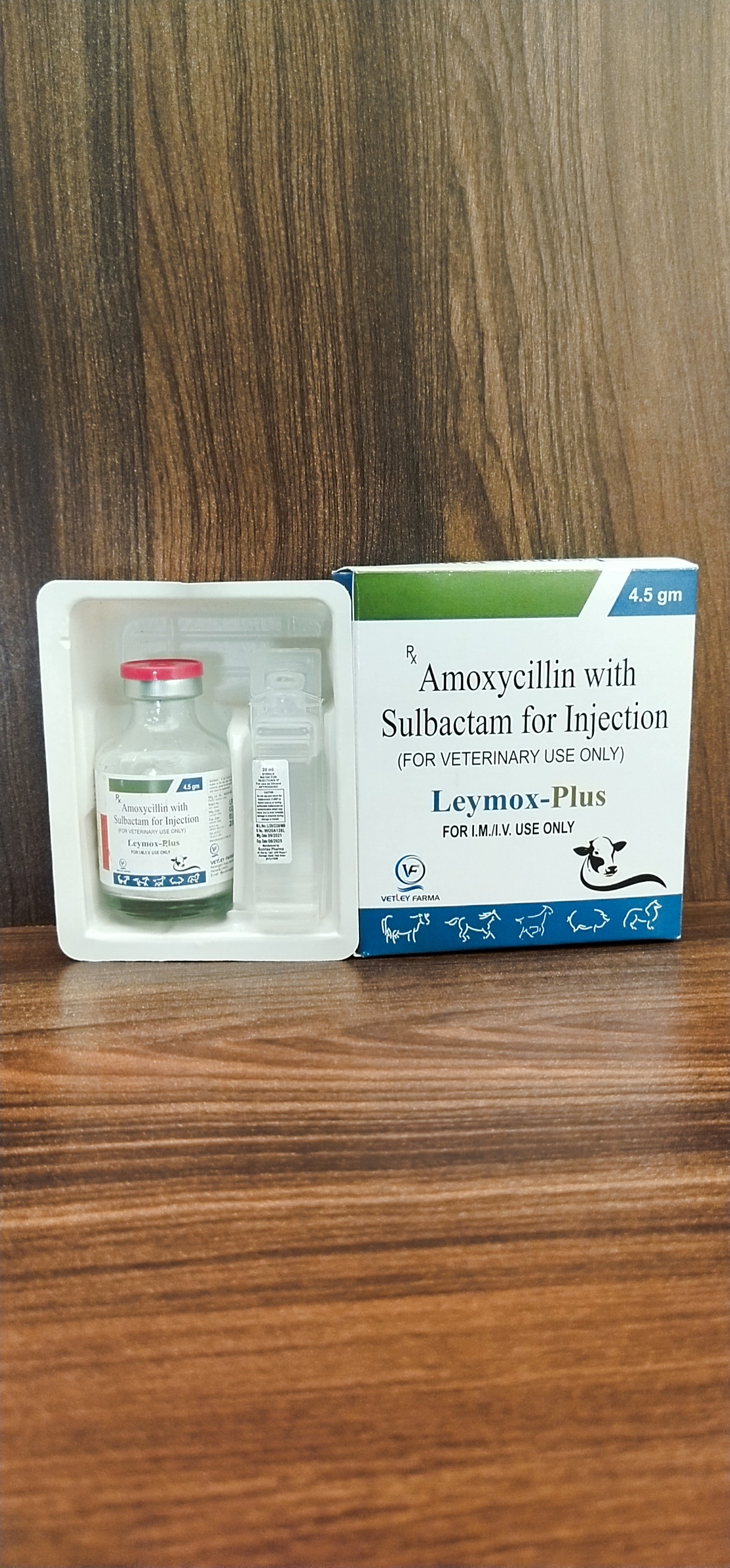 Amoxycillin With Sulbactam - 4500 Mg Injectable Powder | Veterinary Solution For Bacterial Infections In Aquatic And Land Animals, Effective For Cats, Dogs, Cattle, And More