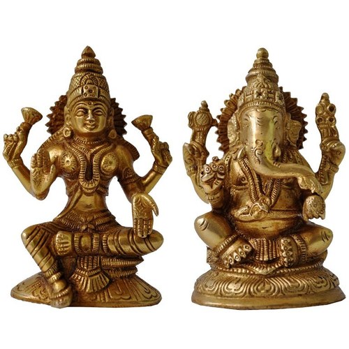 Lakshmi Ganesha Pair Of Brass Height: 5 Inch (In)