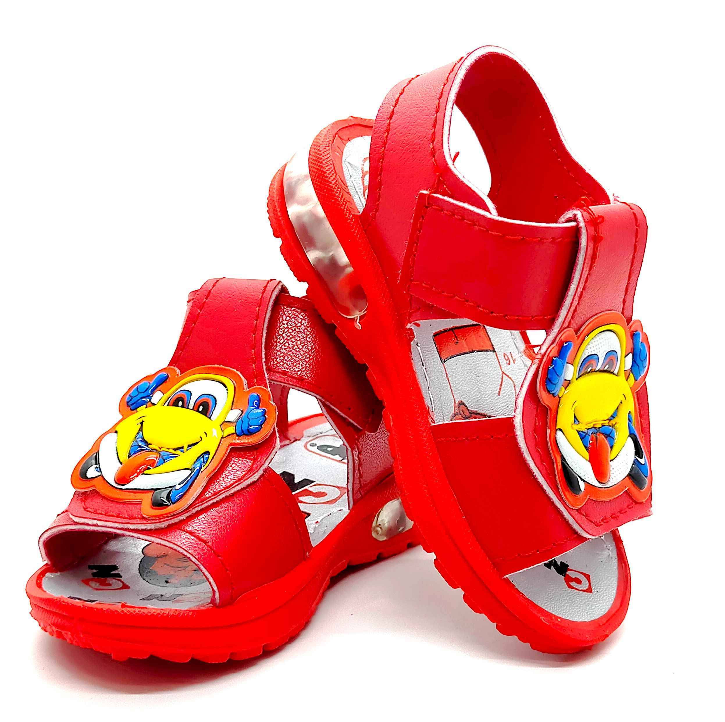 Led Light Sandals - Velcro Type, 15x20 Size, Red Color | Unisex Design For Ages 1-3, Built-in Led Lights Glow While Walking, Perfect For Spring & Summer