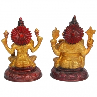 Laksmi Ganesha Statue In Dual Antique Finish Height: 5 Inch (In)