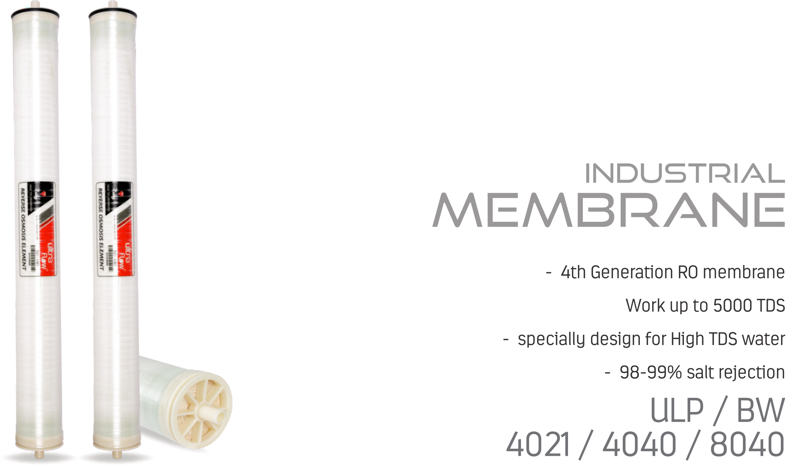 Industrial Ro Membrane - 80 Gpd / 90 Gpd / 110 Gpd | 5th Generation Design For High Tds, 97-98% Salt Rejection, 4000+ Tds Capability