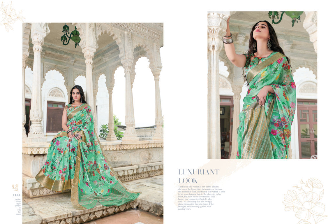 Sitare Designer Organza Saree Catalogue Set - Art Silk Jacquard Digital Print & Zari | Traditional Wear, Unstitched Blouse, All Season, Customized Size